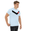 R XIII Black Boxed Rugby League Chevron on Light Blue T-Shirt