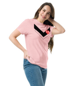 RL XIII Black Boxed Rugby League Chevron on Light Pink T-Shirt