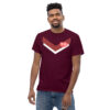 RL XIII Brown Boxed Rugby League Chevron on Dark Maroon T-Shirt on sale