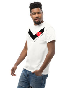 RL XIII Black Boxed Rugby League Chevron on White T-Shirt