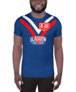 Alternative view of RL XIII Glasgow Rugby League Red White and Blue T-Shirt