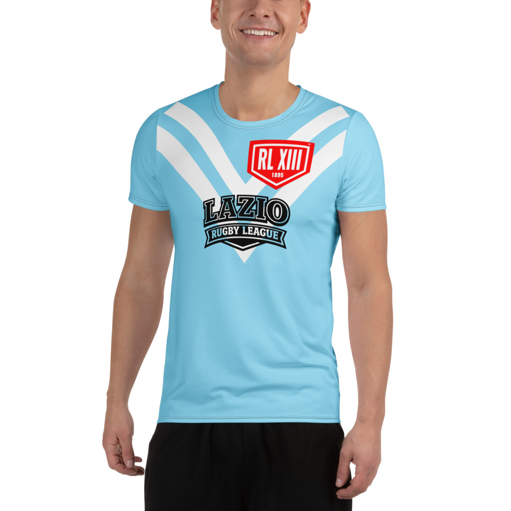 RL XIII Lazio Rugby League Sky Blue T-Shirt with White Double-V - Image 2
