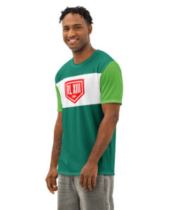 Alternative view of RL XIII White Wide Stripe on Double Green T-Shirt
