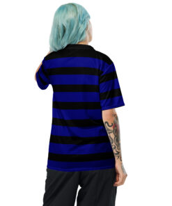 Alternative view of RL XIII Dark Blue & Black Striped Rugby League T-Shirt