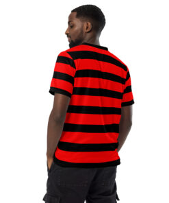 Alternative view of RL XIII Red & Black Striped Rugby League T-Shirt