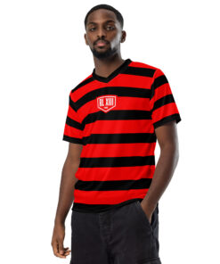 RL XIII Red & Black Striped Rugby League T-Shirts on sale