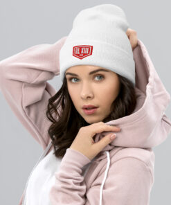 RL XIII White Cuffed Yupoong 1501KC Beanie with Red Logo