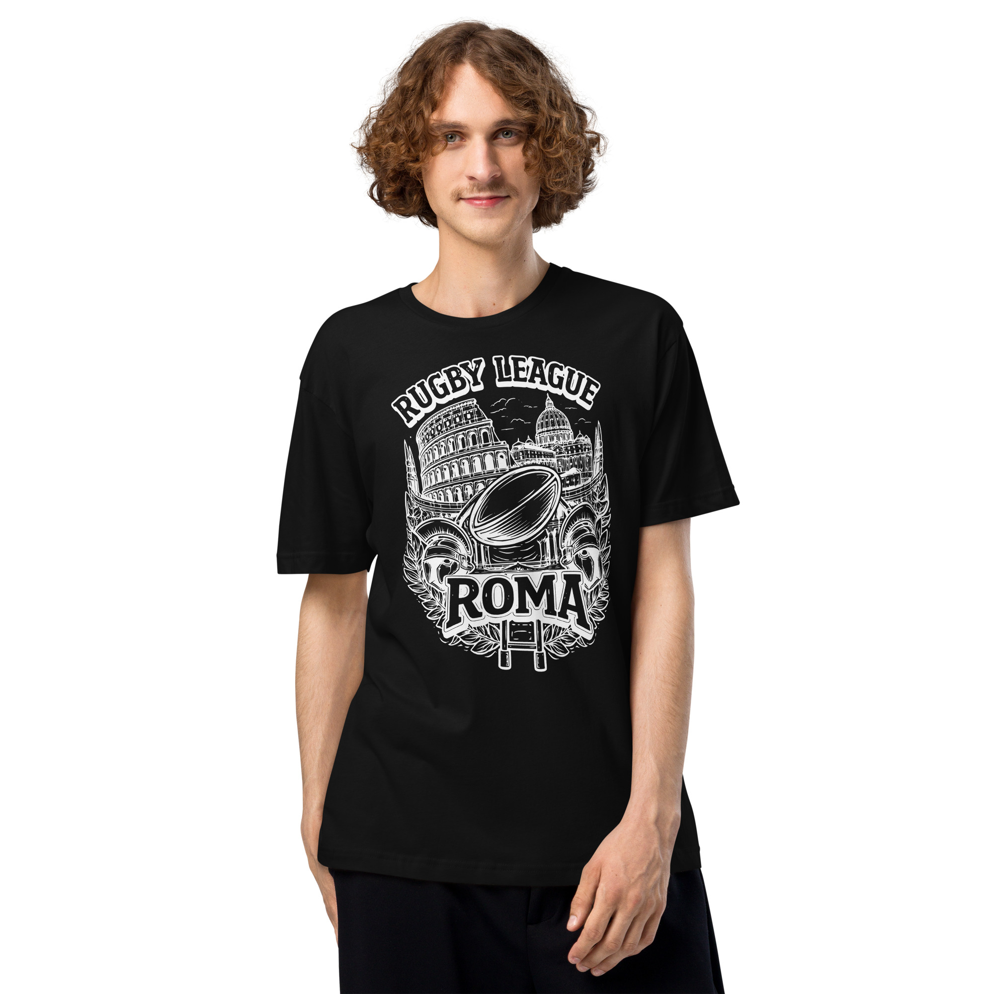 RL XIII Rugby League Roma Design 1 Black T-Shirts on sale