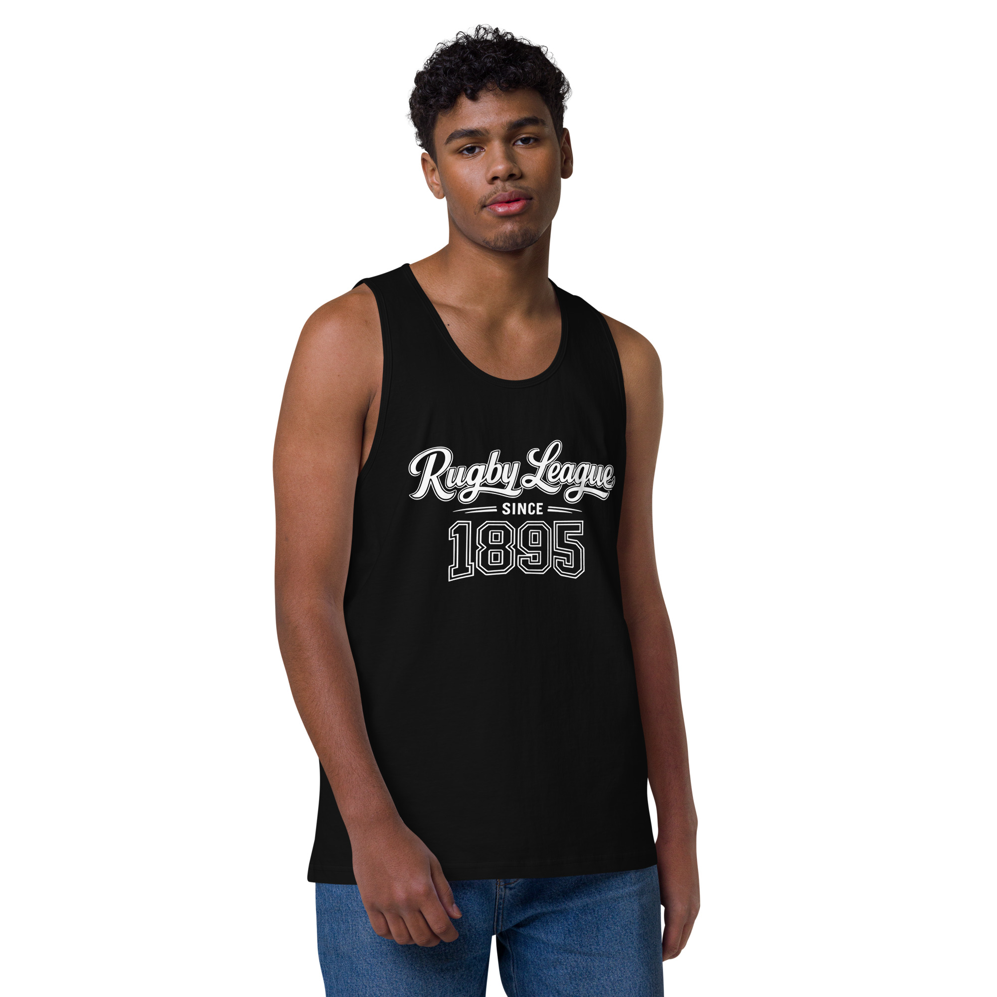 RL XIII Rugby League Since 1895 Black Tank Top Singlets on sale