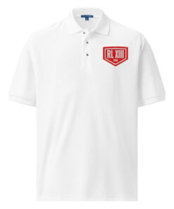 Alternative view of RL XIII Premium K500 White Polo Shirt with Red Logo