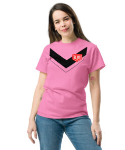 Alternative view of RL XIII Black Boxed Rugby League Chevron on Azalea Pink T-Shirt