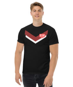 Alternative view of RL XIII Brown Boxed Rugby League Chevron on Black T-Shirt