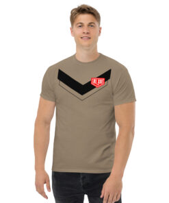 RL XIII Black Boxed Rugby League Chevron on Savannah Brown T-Shirts on sale