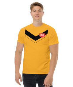 Alternative view of RL XIII Black Boxed Rugby League Chevron on Gold T-Shirt
