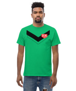 Alternative view of RL XIII Black Boxed Rugby League Chevron on Irish Green T-Shirt