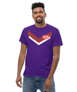 RL XIII Brown Boxed Rugby League Chevron on Purple T-Shirt