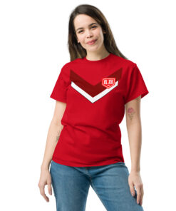 RL XIII Brown Boxed Rugby League Chevron on Red T-Shirt