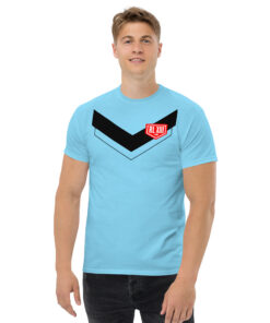 Alternative view of RL XIII Black Boxed Rugby League Chevron on Sky Blue T-Shirt