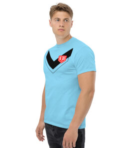 RL XIII Black Boxed Rugby League Chevron on Sky Blue T-Shirt