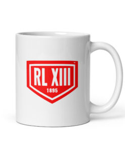 RL XIII Glossy White Coffee Mug with Red Logo