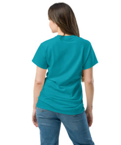 Alternative view of RL XIII Black Boxed Rugby League Chevron on Tropical Blue T-Shirt